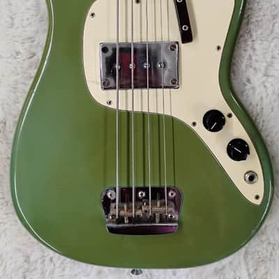One owner 1973 Fender Musicmaster Bass in Chipboard Case - Faded Daphne Blue