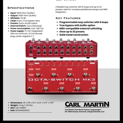 Carl Martin Octa-Switch III 2010s - Red image 3