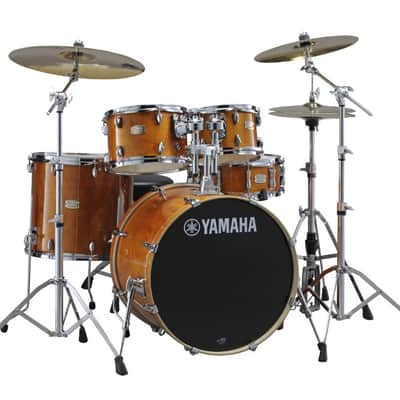 Yamaha SBP0F50 10x7 and 12x8 Rack Toms, 14x13 Floor Tom, and 20x17 Bass Drum - HONEY AMBER