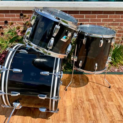 1970s Ludwig Smoke Black Vistalite Big Beat Drum Set 22/12/13/16 image 16
