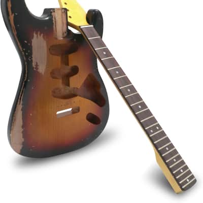 DIY Electric Guitar Kit Heavy Relic Aged Vintage with Alder Body Hard Maple Neck Rosewood Fingerboard S-S-S 6 String Relic Hardware Build Your Own Guitar Relic 3 Tone Sunburst. image 2