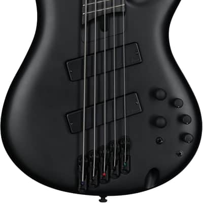 Ibanez SRMS625EX Iron Label Electric Bass, 5-String, Black Flat image 2