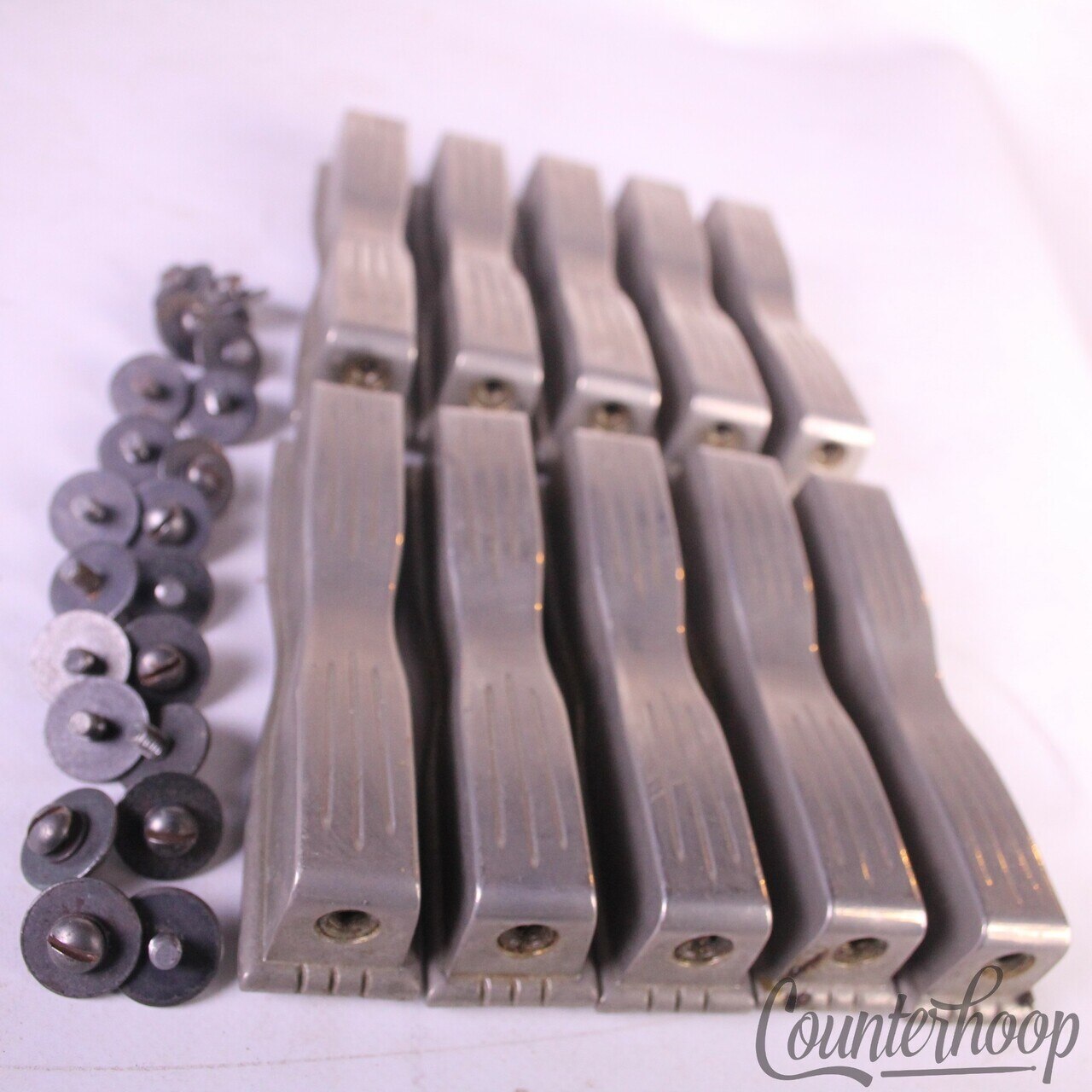 Ludwig 10x Large Bow-Tie Bass Drum Lugs Nickel Club Date Marching 3 7/8"USA WFL — main photograph