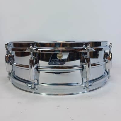 Ludwig Steel Rocker 8Lug Snare Drum 80s 5x14"Vintage Chrome Black/White #841176 image 1