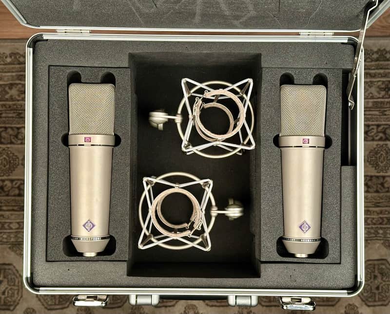 Vintage Neumann U 87 Condenser Microphone Stereo Pair. Close SN. Great Shape U87 1982 Z 48 Shock Mount image 1