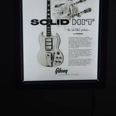 1961 Gibson Guitars Backlit Movie Style Poster Les Paul/Mary Ford Gibson 3 Pickup SG Les Paul Custom 16 X 20 Man Cave, Music Room, Garage Item Killer Cool image 1
