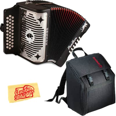 Hohner Panther Diatonic Accordion - Keys G/C/F Bundle with Gig Bag and Austin Bazaar Polishing Cloth image 1