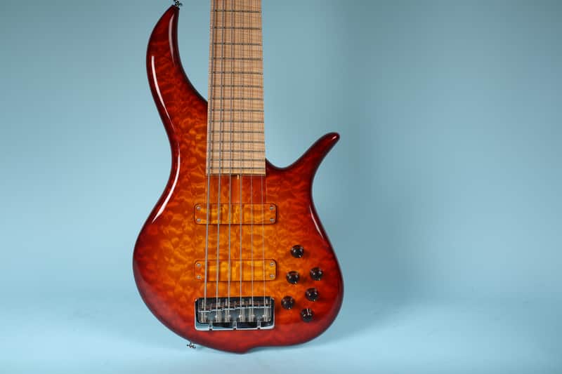F Bass BN6 6 String Orange burst with Original Gig Bag Canadian