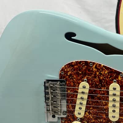 Fender Limited Edition American Professional II Stratocaster Thinline Semi-Hollow Body Electric Guitar - Transparent Daphne Blue image 4