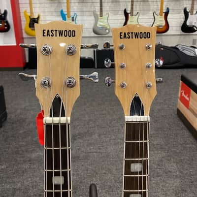 Eastwood 4/6 Doubleneck Left-Handed Electric/4-String Bass Guitar, Maple Fingerboards, Sunburst image 3