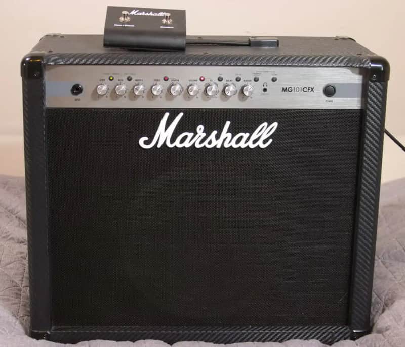 Marshall MG Carbon Fiber MG101CFX 2-Channel 100-Watt 1x12" Solid State Guitar Combo 2011 - 2018 - Black Carbon Fiber image 1