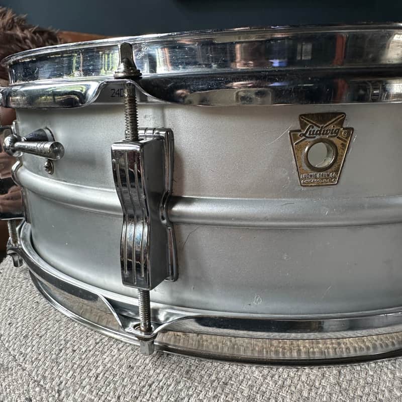 Ludwig No. 404 Acrolite 5x14" 8-Lug Aluminum Snare Drum with Keystone Badge 1963 - 1969 - Matte Aluminum image 1
