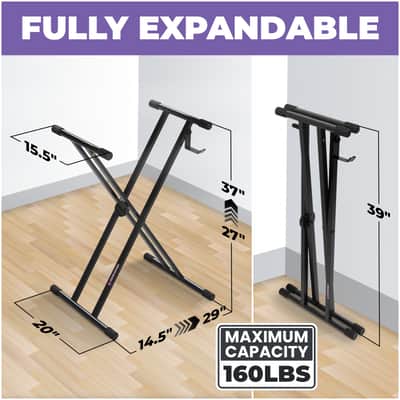 Liquid Stands Piano Keyboard Stand and Piano Bench - X-Style Adjustable and Portable Heavy Duty Music Keyboard Piano Stand and Seat image 2