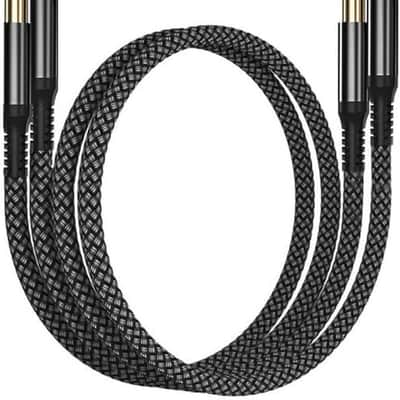 1/4 Inch TRS Instrument Cable 3.3ft 2Pack,Straight 6.35mm Male Jack Stereo Audio Interconnect Cord,6.35mm Balanced Line for Electric Guitar,Bass,Keyboard,Mixer,Amplifier,Amp,Speaker,Equalizer image 1