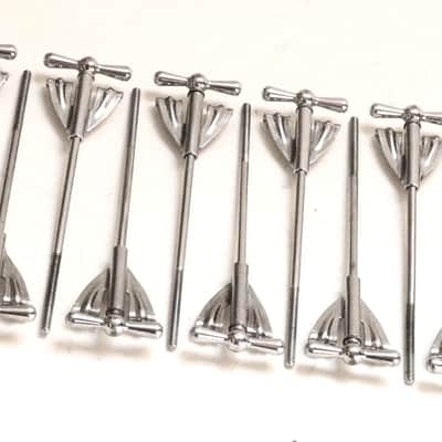 (10) Ludwig Tension Rods (T Rods) & Claws for Pioneer Club Date Bass Drum, Original Brass Washers - 1960s / INSPECTED & TESTED image 7