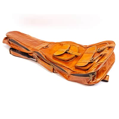 Brown Leather Gig Bag for Mini Guitar Travel Case 31" x 12" image 3