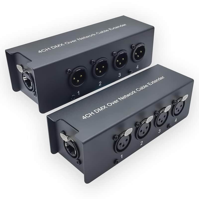 4 Channel DMX Over Network Cable Extender 3-Pin XLR Male and Female to Ethercon Cable Channels Over RJ45 Cat5/Cat6 Ethercon Cable Extend Compact Snake Receiver- XLR AES (One -Pair) (Without the line) image 1