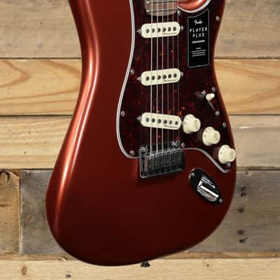 Fender  Player Plus Stratocaster Electric Guitar Aged Candy Apple Red w/ Gigbag