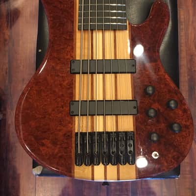 Wolf 7 String Bass Gloss Quilted Bubinga Top Neck-Thru w/ Gigbag image 5