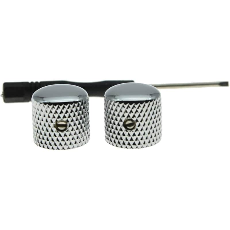 Set of 2 Chrome Metal Guitar Dome Knobs Bass Knob with Set Screw for Telecaster/Tele Guitar image 1