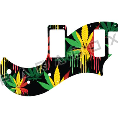 Custom Pickguard For 2020 - 2024 Made in America PRS S2 Vela Type-D Single-coil - Rasta Cannabis Drip Graphic .090" image 1