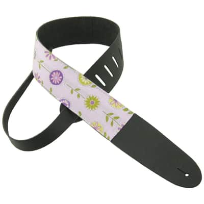 Perri's Leathers P25M-75 Leather Guitar Strap with Floral Art Fabric Design image 1