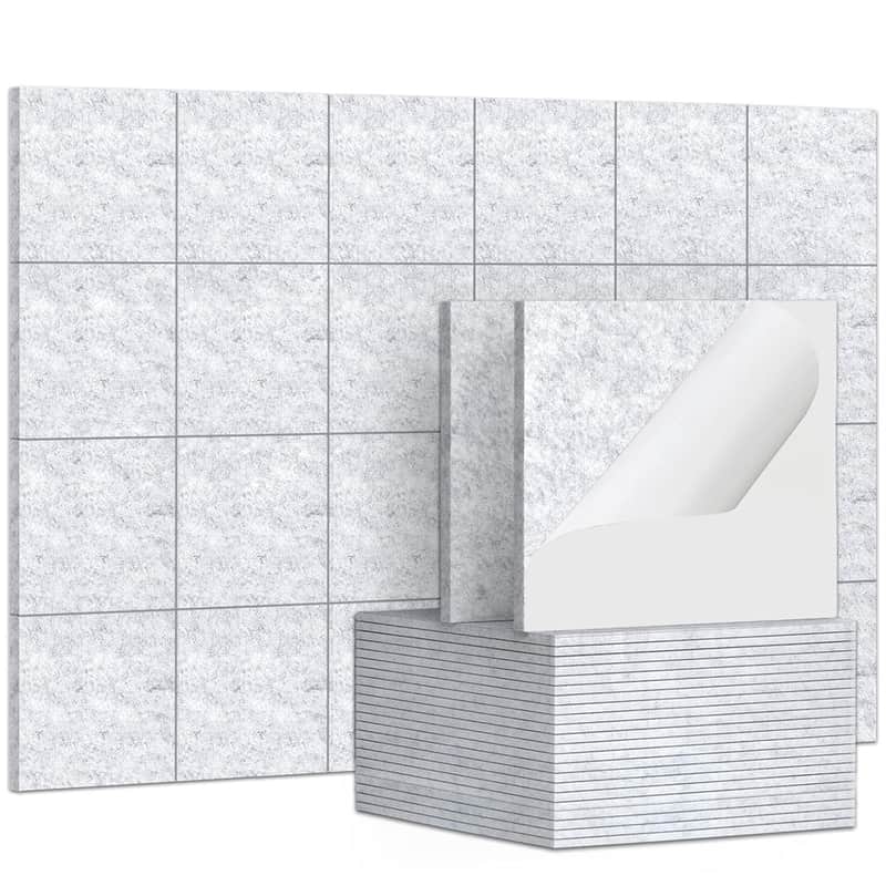 24Pcs Self Adhesive Acoustic Panels, 12 X 12 X 0.32 Inches Wall Covering Tiles Sound Absorbing Panel, Decorative Padding Reverb Echo Dampening Boards For Door Music Recording Home Studio image 1