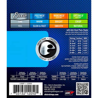 Elixir 12050 Nickel Plated Steel Electric Guitar Strings with POLYWEB. Light 10-46 image 2