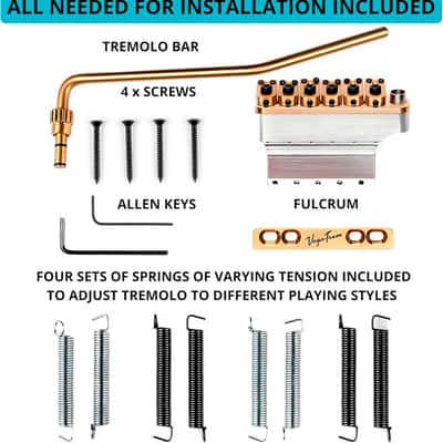 Vega-Trem VT1 Ultra-Trem Standard 6-Screw Stratocaster Guitar Tremolo Bridge For Strat No Mods Easy Installation (Gold, Right) image 3