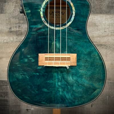 Lanikai Quilted Maple Blue Stain Concert A/E Ukulele w/ Kula Preamp (QM-BLCEC) image 3