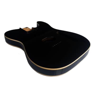 Telecaster Guitar Body - Black Gloss with Vintage Cream Binding - 2 Piece American Alder image 8