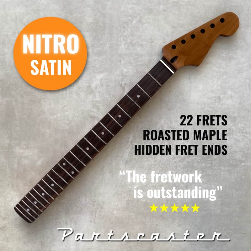 Roasted Maple / Rosewood Stratocaster neck - Nitro Satin - SS Frets - Bone nut image 1