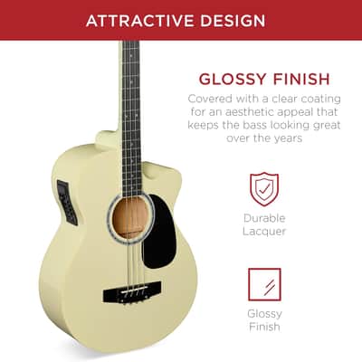 Full Size 4 String Acoustic Electric Bass Guitar Fretted Bass Guitar with Gig Bag image 5