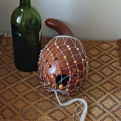 Axatse (medium-small Ewe-style netted gourd rattle) image 3