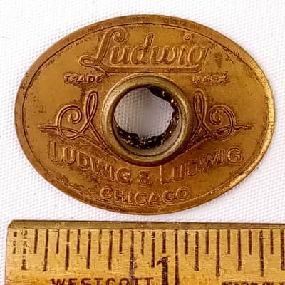 *Ludwig & Ludwig 20s Chicago,IL Oval Badge Brass Snare/Bass Drum +OG Grommet USA image 1