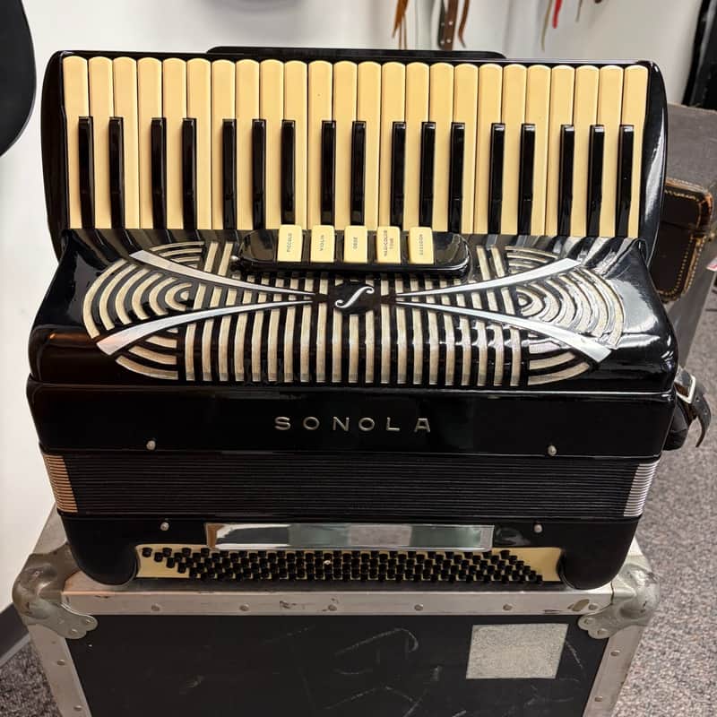 Sonola 120 Bass Piano Accordion SS5 LMH w/case Italy 1950s Black (used) image 1