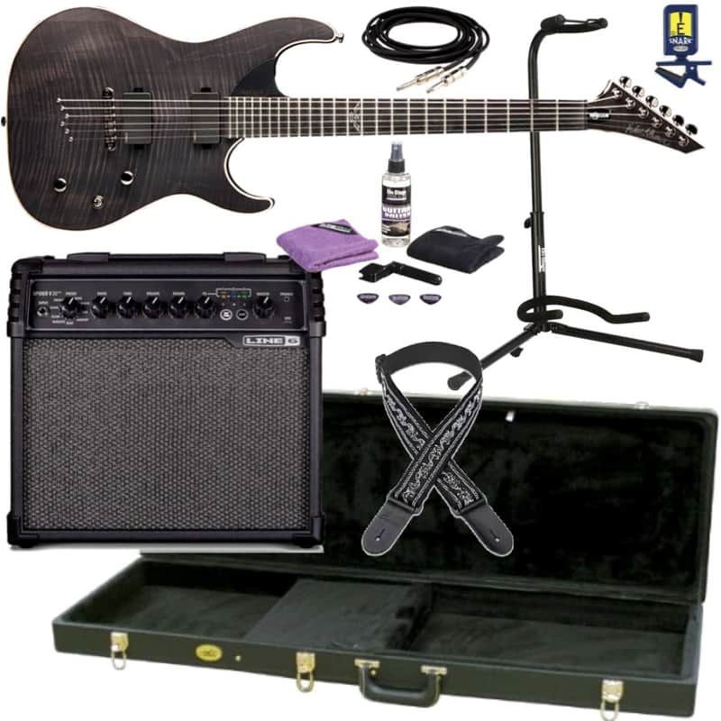 Washburn PXS10EDLXTBM Flame Transparent Black Guitar & Line 6 Spider V20 MKII Guitar Amplifier image 1