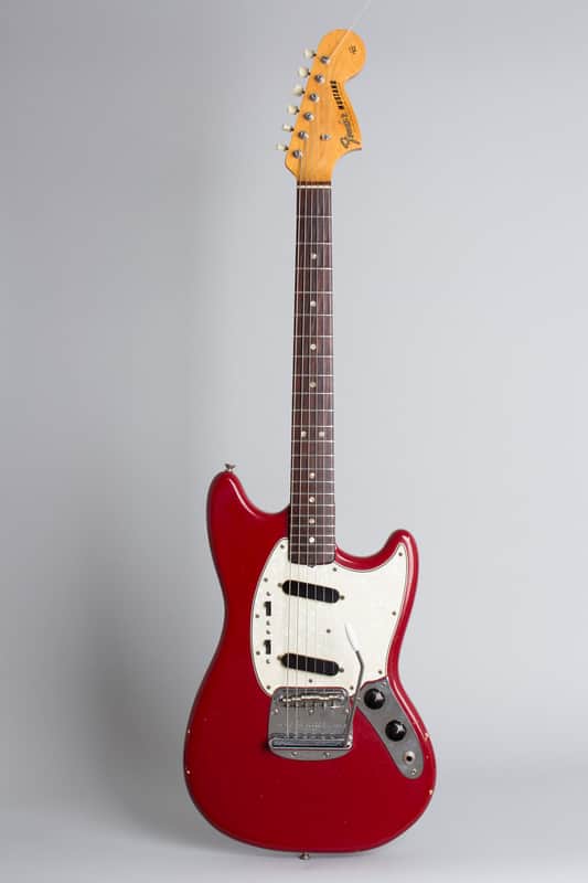 Fender  Mustang Solid Body Electric Guitar (1966), ser. #128090, original grey hard shell case. image 1