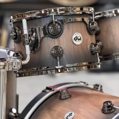 DW COLLECTOR'S PURE WALNUT 22-10-12-14-16 NATURAL TO QUICK EBONY BURST BLACK NICKEL HARDWARE image 3