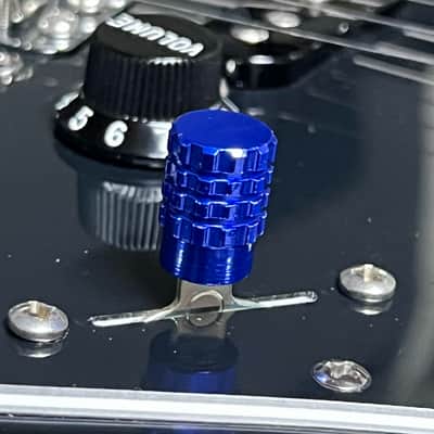 Kinnatone BLUE Bruno Grenade knurled Aluminum 3 or 5 way Blade style Switch Tip. For Strat or Tele image 2