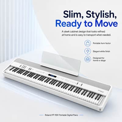 Roland FP-90X Portable Digital Piano with Stand and Pedal Unit Bundle (White) image 5