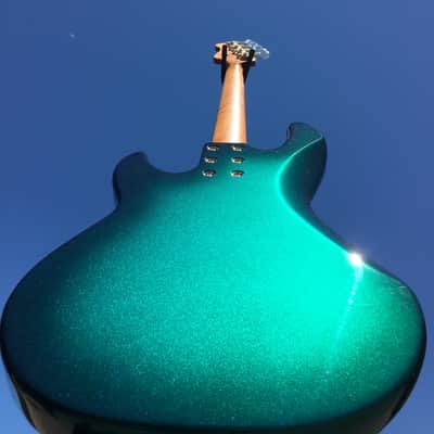 2020 G&L USA Custom Shop Matador Turqoise Burst Flame Neck 4-String Bass w/Case image 5