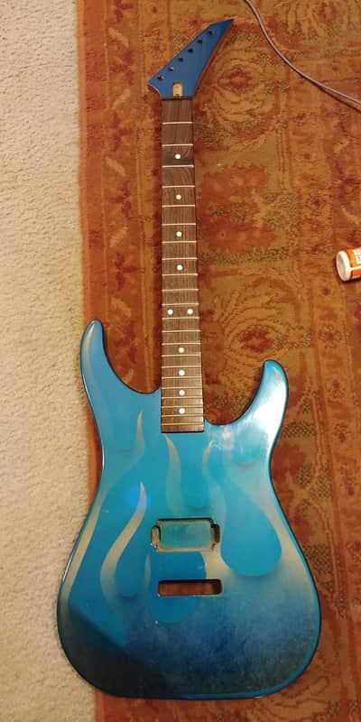 Chandler Super Strat Body And Neck - 80s? 90s? Blue Flame - Similar to Kramer or Jackson image 1