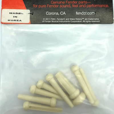 Fender Acoustic Bridge Pins w/Strap Button Ivory/Black image 2