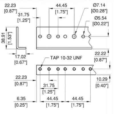 LASE 2 (One Pair) 2U / 2 SPACE Rack Rails 3.5" Lg Tapped 10/32" for Amplifier Rack image 2