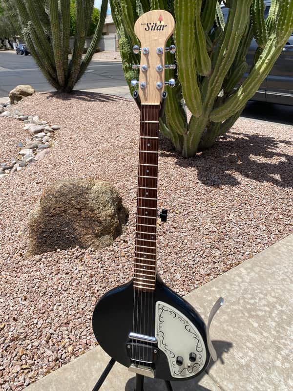 Jerry Jones "Baby Sitar" 2005 - Black Crackle image 1