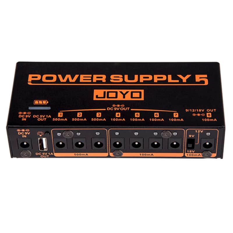 Joyo JP-05 Power Supply 5 Pedal Power Supply 8 Outputs 9v 12v 18v USB Rechargeable image 1