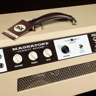 Magnatone Varsity Reverb 15W 1x12” Combo Amp w/ FTSW & Cover – Blonde w/ Oxblood image 3