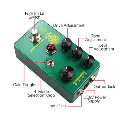 Booster/Overdrive Guitar Effect Pedal 4 Mode Switch & Level/Tone/Drive image 5