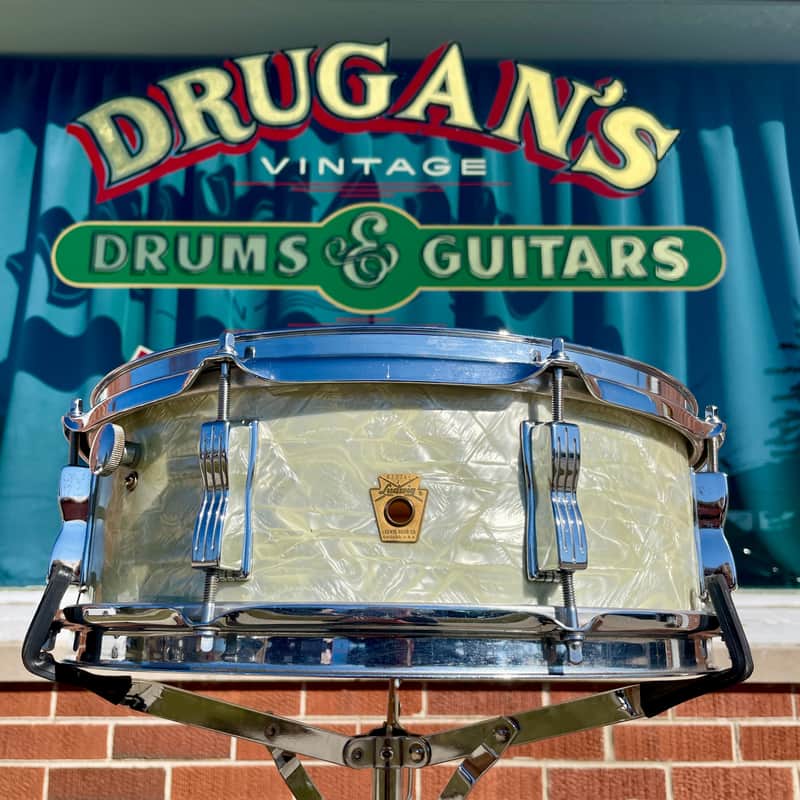 1960s Ludwig 5x14 Jazz Festival Snare Drum White Marine Pearl image 1